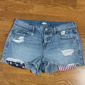 Blue Distressed Denim Women Shorts